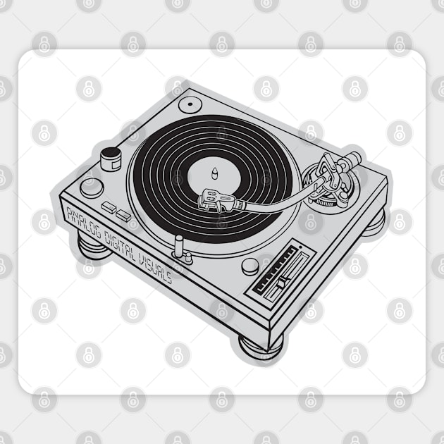 Turntable (Black Lines + Light Gray Drop Shadow) Analog / Music Magnet by Analog Digital Visuals